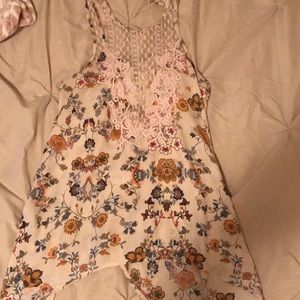 Buckle floral and sheer tank